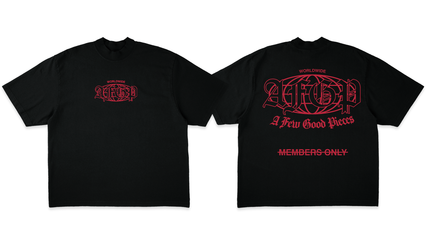 "MEMBERS ONLY" TEE BLK & RED