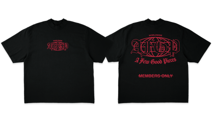 "MEMBERS ONLY" TEE BLK & RED