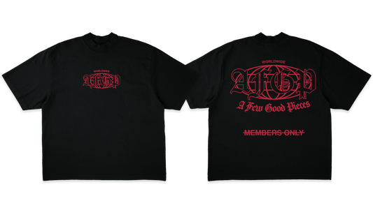 "MEMBERS ONLY" TEE BLK & RED
